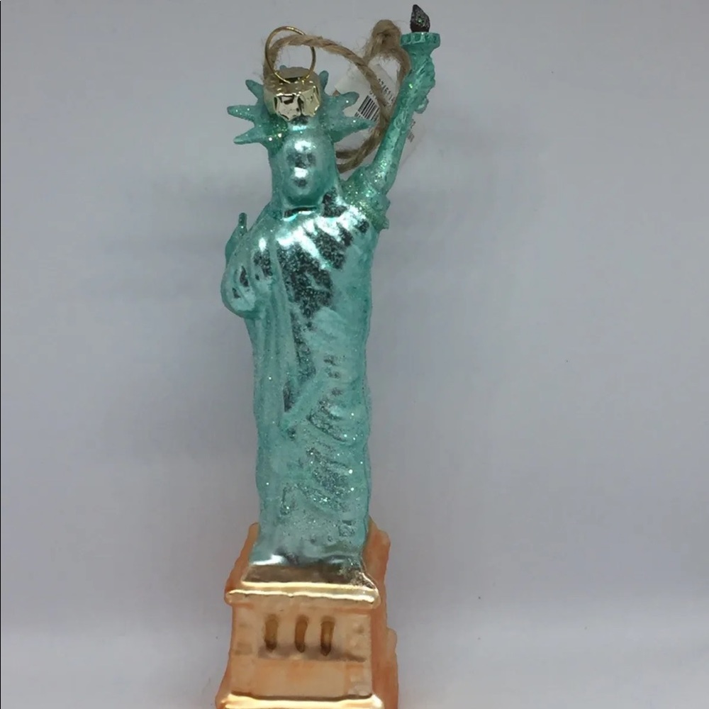 New Statue Of Liberty Glass Christmas Tree  Ornament Whimsical Holiday Green